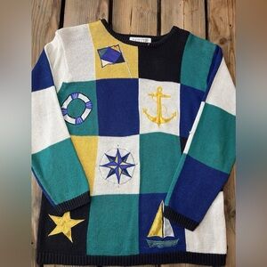 Vintage Petite Sophisticate Sailor Nautical Sweater Size PS